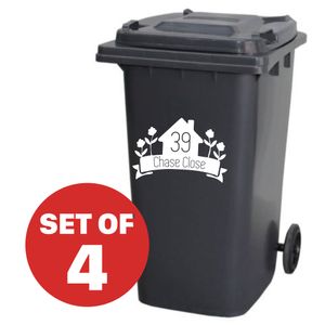 Modern 4st Custom Wheelie Bin Rubbish Trash Can House Number Stickers Decal Vinyl Garage Flower Home Decor Watrerproof