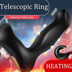 Anal Toys Sex Shop New Heating Prostate Massager Vibrator для мужчин пульт дистанционного управления Телескопическая вибрационная вибрация Bug Gay Toys 1125