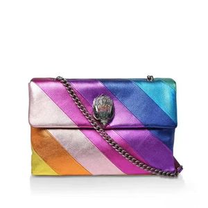 Kobiety mężczyzn luksus Kurt Geiger Rainbow Torka skórzana moda mody Cross Body Clutch torebki Projektowanie torebki kosmetyczne toaletą