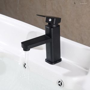 Zlew łazienkowy krany czarny basen kuchenny kran luksusowy pojedynczy otwór mosiężna mikser zimna woda z wężem hydraulicznym