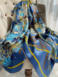 Sciarpe 135CM Seta di gelso Grandi designer di lusso Sciarpa Marca Orlo Scialli rotolanti Bandane quadrate Donna