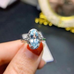 Pierścienie klastra klasyczny duży pierścień kamienia szlachetnego na imprezę 6 mm 12 mm naturalny topaz 925 Srebrna biżuteria Kobieta