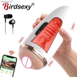Bluetooth Male Masturbator Cup Adult Sex Toy for Men Oral Flowjob Pussy Sex Machinesアプリリモートコントロール吸引マスターベーションカップL230518