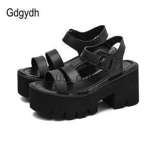 Sandals Gdgydh Black Platform Women Sandals Summer 2022 Female Shoes Woman Block Heel Fashion Buckle Causal Sandals Cheap High Quality J230612