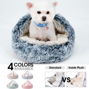 Pens Round Dog Bed For Cat Bed Cushion Pet Mat Long Plush Cat's House For Dog Blanket Sleeping Bag Pet Sofa Puppy Kennel Accessories