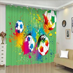 Curtain Boys Football Sports Theme Curtains For Kids Teens Burning Soccer Ball Pattern Decor Window Panels Competitive