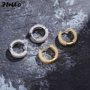 Stud Jinao Altın/Gümüş Renk Kaplamalı Buzlu Çift Sıralı CZ Taş Stud Küpe Hip Hop Rock Takı Küpe Erkek Kadın Hediyeleri için 230612