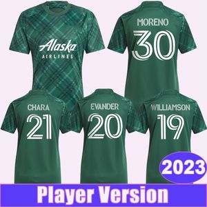 2023 Portland Timbers Oyuncu Versiyon Mens Futbol Formaları Bravo Mora Blanco Niezgoda Chara Y.Chara Ev Futbol Gömlek Kısa Kol Ülkeleri
