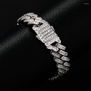 Charm Bracelets JIANO Bracelet 12mm Baguette Prong Cuban Link CZ Iced Out Chain High Quality Hip Hop Luxury Jewelry For Gift