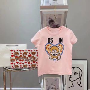 Kids T-shirts Bear Short Sleeve Children Tshirts Boys Girls Summer Letter Printed T Shirts Toddlers Youth Tees Baby Kid Clothes Loose Tops Pink Black White Clothing