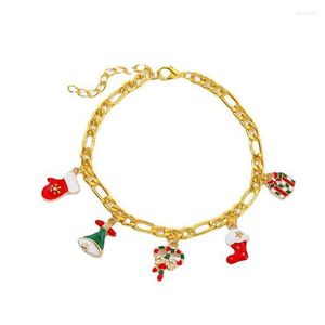 Link Bracelets Fashion Multilayer Cute Bracelet Christmas Anklets For Women Bohemian Simple Anklet Gold Color Chain Ankle On Leg