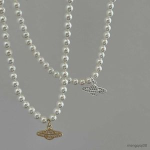 Naszyjniki wiszące łańcuch biżuterii Y2K vintage kryształowy cyrkon planeta Pearl Choker Naszyjnik dla kobiet pary wisiorki R230612