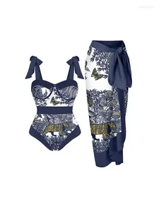 Women's Swimwear Animal Prints Lace-Up Bikini Sets Swimsuit & Skirt Women One Piece Brazilian Holiday Push Up 2023 Beach Bathing Suits