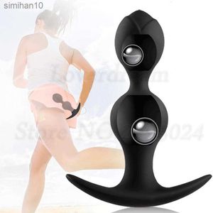 Silicone Invisible Strapon Anal Plug With Steel Ball Sex Toys For Women Men Prostate Massager Butt Plug Beads Male Masturbator L230518