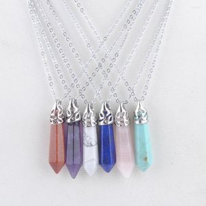 Pendant Necklaces Natural Lapis Lazuli Opal Stone Pendants Necklace For Women Exquisite Clavicle Dinner Party Jewelry Gift Chain 45cm TBN469