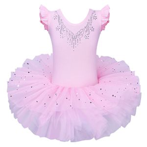 Roupa de dança BAOHULU Meninas Balé Tutu Tule Vestido de Ginástica Sem Mangas Diamante Rosa Arco Padrão Collant de Balé Para Menina Bailarina 230612