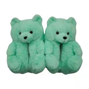 Teddy Bear Kvinnor Plysch Tofflor Tecknad Söt Bear House Tofflor Inomhus Furry Fuskpäls Slides Kvinna Skor Sandaler Partihandel