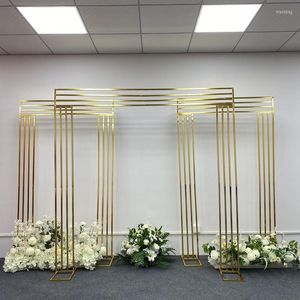 Party Decoration Gilded Wedding Arch Frame Geometry Artificial Flower Prop Backdrop Stand Birthday Anniversary Balloon Hoop Decor