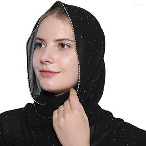 Roupas étnicas 10 peças por atacado lenços de chiffon com strass muçulmano moda xale e envoltório para mulheres cachecol hijab lenços de cabeça véu feminino