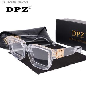 2021 DPZ oversized square sunglasses women luxury brand men sun glasses vintage designer uv400 retro eyewear with case L230523