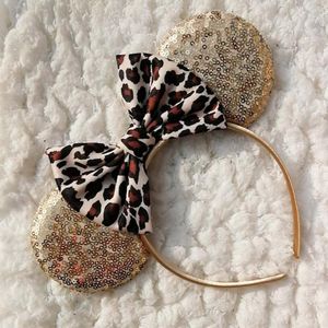 Hårtillbehör Leopard Velvet Bow Halloween Mouse Ears Golden Rose Diy pannband för Girl Festival Party Hairband Witch