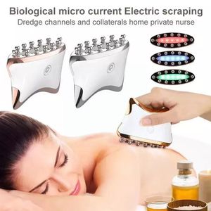 Ansiktsmassager Micro Current Electric GUA SHA 12 Points Massage Head For Shoulder Elbow midja Buk Knän Fötter 230613