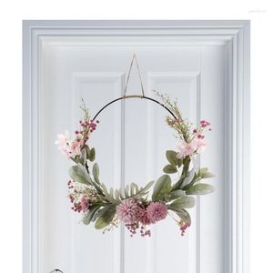 Dekorativa blommor Artifical Flower Wreath Floral Wreaths Garland för dörrar och väggrosa Purple Orchid Hoop Wedding Decorations Home