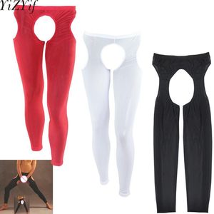 Pants Yizyif Sexy Mens Erotic Open Crotch Buttock Sheer & Transparent Leggings Hot Pants Lingerie Gay Fetish Mesh Nightwear Underwear