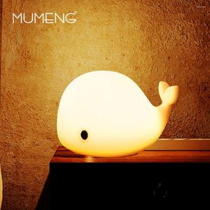 Night Lights MUMENG LED Motion Sensor Dolphin Light USB Cute Whale Rechargeable Children Lamp Baby Toy Silicone Safety