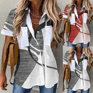 Women Short Sleeve Turn Down Collar Buttons Blouse Flower Printed Shirt Tops Beautiful Versatile Fashionable Shirt Fast