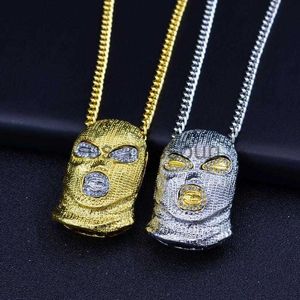 Hänge halsband hiphop csgo hänge halsband mens punk stil 18k legering guld silver pläterad mask huvud charm hänge högkvalitativ kubansk kedja j230612