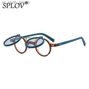 Popolare Vintage Steampunk Flip Up Occhiali da sole Retro Piccoli occhiali da sole rotondi in metallo per uomo Donna Marca Circle Oculos Ins Shade L230523