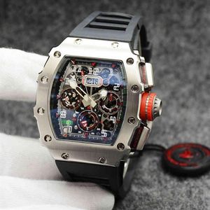 Orologio meccanico automatico da uomo di marca di lusso Nero Rosso Gomma Giallo Oro rosa Richard Orologi Acciaio inossidabile Zaffiro AAA Top 20250k