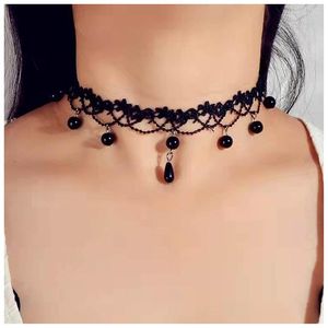 Choker Gothic Klassische Mode Weißer Kragen Frauen Spitze Party Perle Quaste Hohl Vintage Hochzeit Bankett Halskette