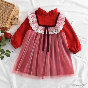 Abiti da ragazza Peluche Ragazza calda Abito da principessa rosso Vestiti autunnali per bambini Abiti da ragazza belli R230612