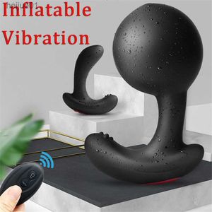 Trådlös fjärrkontroll manlig prostata massager uppblåsbar anal plug vibration butt plug anal expansion vibrator sex leksaker för män l230518