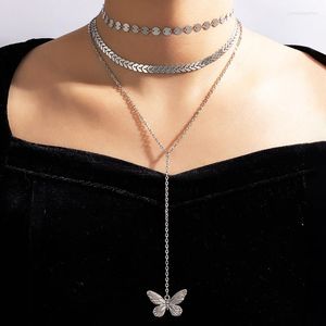 Pendant Necklaces HuaTang Boho Crystal Star Tassel Necklace For Women Silver Color Moon Butterfly Long Charms Weddings Jewelry