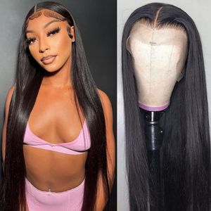 Transparente 13x4 13x6 Lace Front Human Hair Perucas Brazilian Bone Straight Lace Frontal Para Mulheres PrePlucked 4x4 5x5 Closure Wig