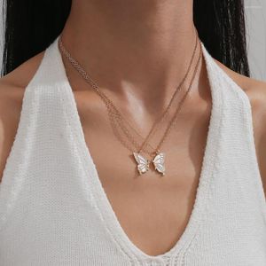 Choker Fashion Butterfly Necklace Friendship Friends Pair Metal Charm Distance For Women Set