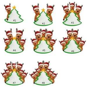 Boşluklar Yumuşak PVC Noel Süslemeleri Elk Aile Kolye Kafalar Noel Süsleri DIY adı ve kutsama ile kordon JN12