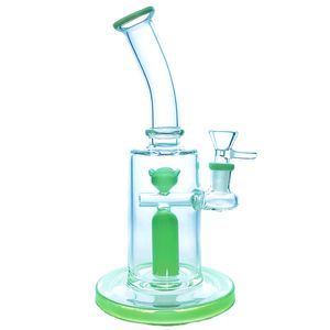 Clean clear 9" sundries borosilicate glass pipe hookah bubbler with 1 perc life seed 14mm male connector, 60mm diameter