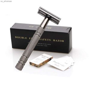 Rasoio di sicurezza Double Edge con 10 lame da barba Rasatura a umido Premium Rasoi manuali in metallo classico Adatto a tutte le lame di rasoio standard L230523