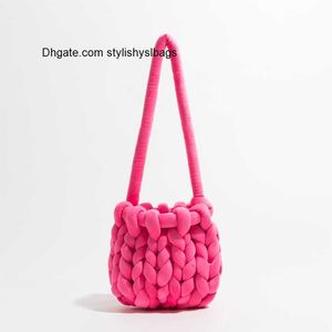 Shoulder Bags Fashion Crochet Crossbody Bags Designer Knitted Women Shoulder Bags Rope Woven Messenger Bag Handmade Small Tote Shopper Purses