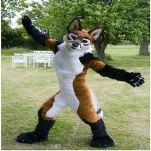 2023 Helt ny Fox Long Fursuit Brown Husky Dog Mascot kostym Walking Costume Walking Halloween Set Party Costume