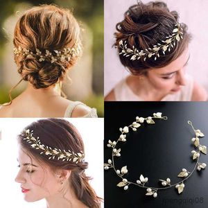 Jóias de cabelo de casamento feitos à mão folha de ouro rosa noiva headband nupcial headpiece mulheres tiaras e coroas cabeça r230612