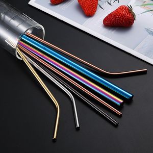 304 Straw Straw Straw Straw Struks Straws Colorful Colorful Metal Straw Send Cleaning Brush Home Party Bar Bar Thats Barware