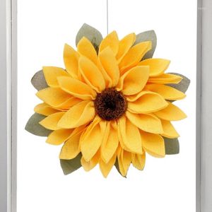 Decorative Flowers Bee Sunflower Wreath Spring Summer Door Pendant Rustic Ornament For Home Party Festival