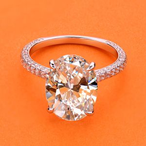 Alianças de casamento luxuosas 5 quilates anel de noivado oval feminino zircão grande diamante prata esterlina 925 anel de promessa de casamento 925 joias nupciais 230612