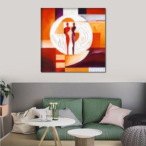 Contemporary Figure Abstract Oil Painting on Canvas Circle of Love I Artwork Vibrant Art for Home Decor