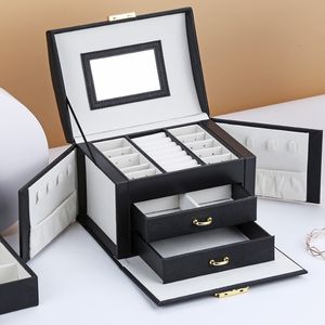 Smycken lådor smycken kista hög kapacitet smyckeslåda multifunktion makeup lagring makeup arrangör skönhet resor smycken arrangör 230609